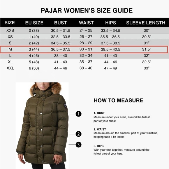 PAJAR CANADA Goose Down Puffer Coat with Fox Fur Hood Military Green Medium NWT - Picture 16 of 16